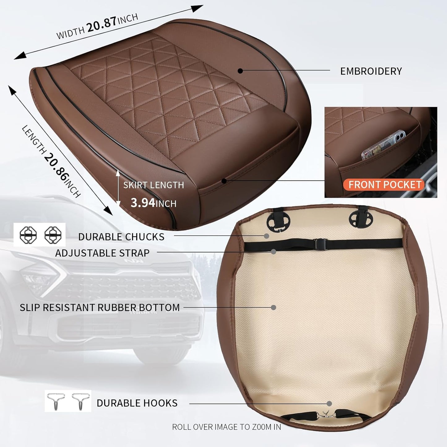 Premium Embroidered Car Seat Cover — Elegant Design, Secure Fit, Full Protection