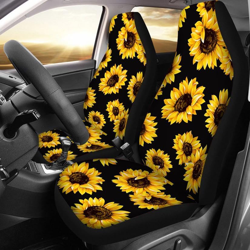 Sunflower Car Seat Covers (Set of 2) — Stylish Floral Design with Comfort & Protection 🌻