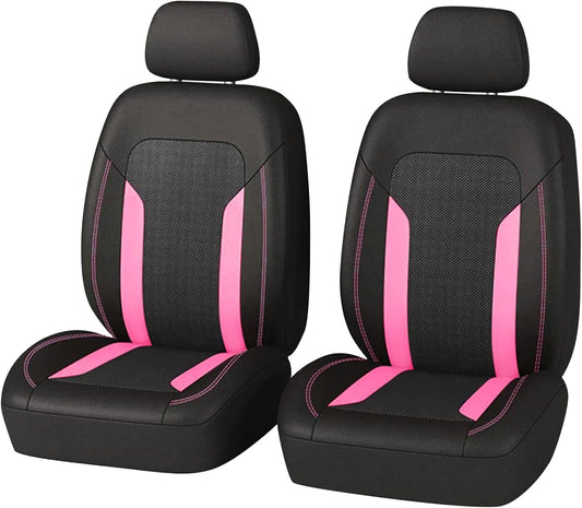 Pink Stitching Car Seat Covers with Headrest (Set of 2) — Stylish & Protective Design